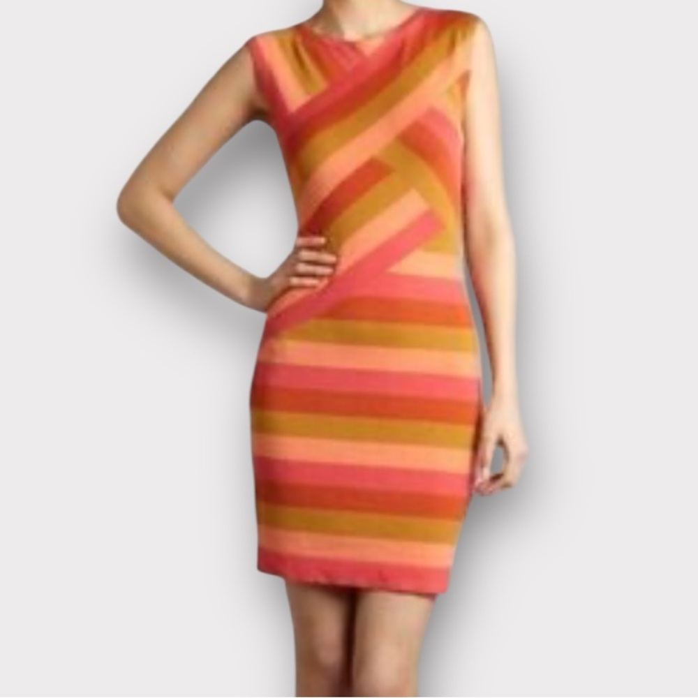Ted Baker London Women’s Dress Size 2 Bodycon Stripe Illusion Mini Designer